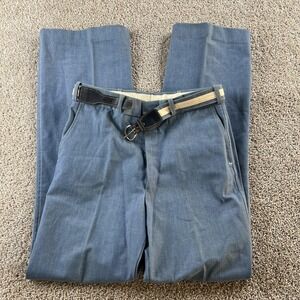 Vintage Blue Dress Pants Mens 28x32 Belted Straight Leg Business Office Casual